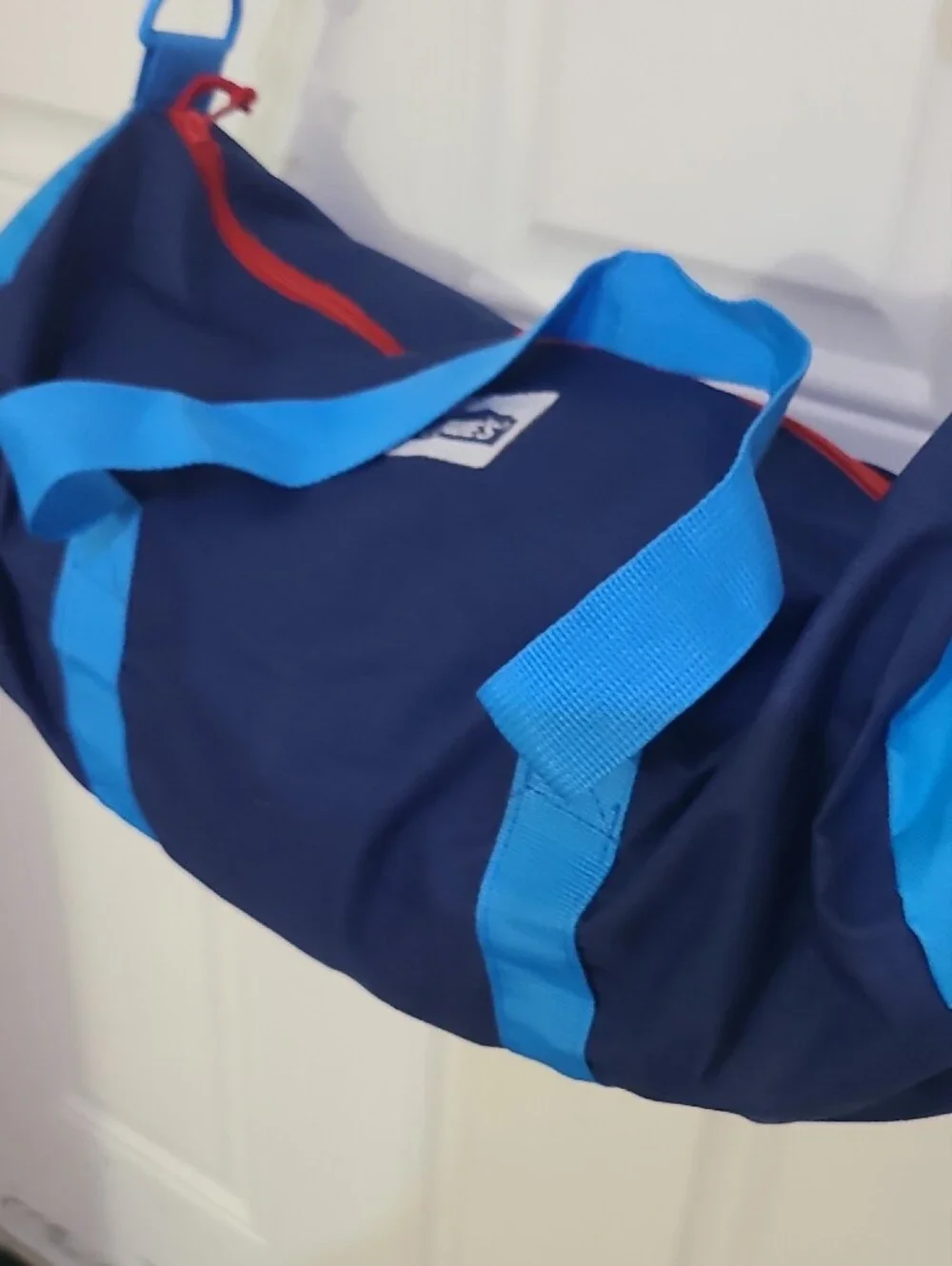 Men's Navy Duffel Bag with Bright Blue Straps